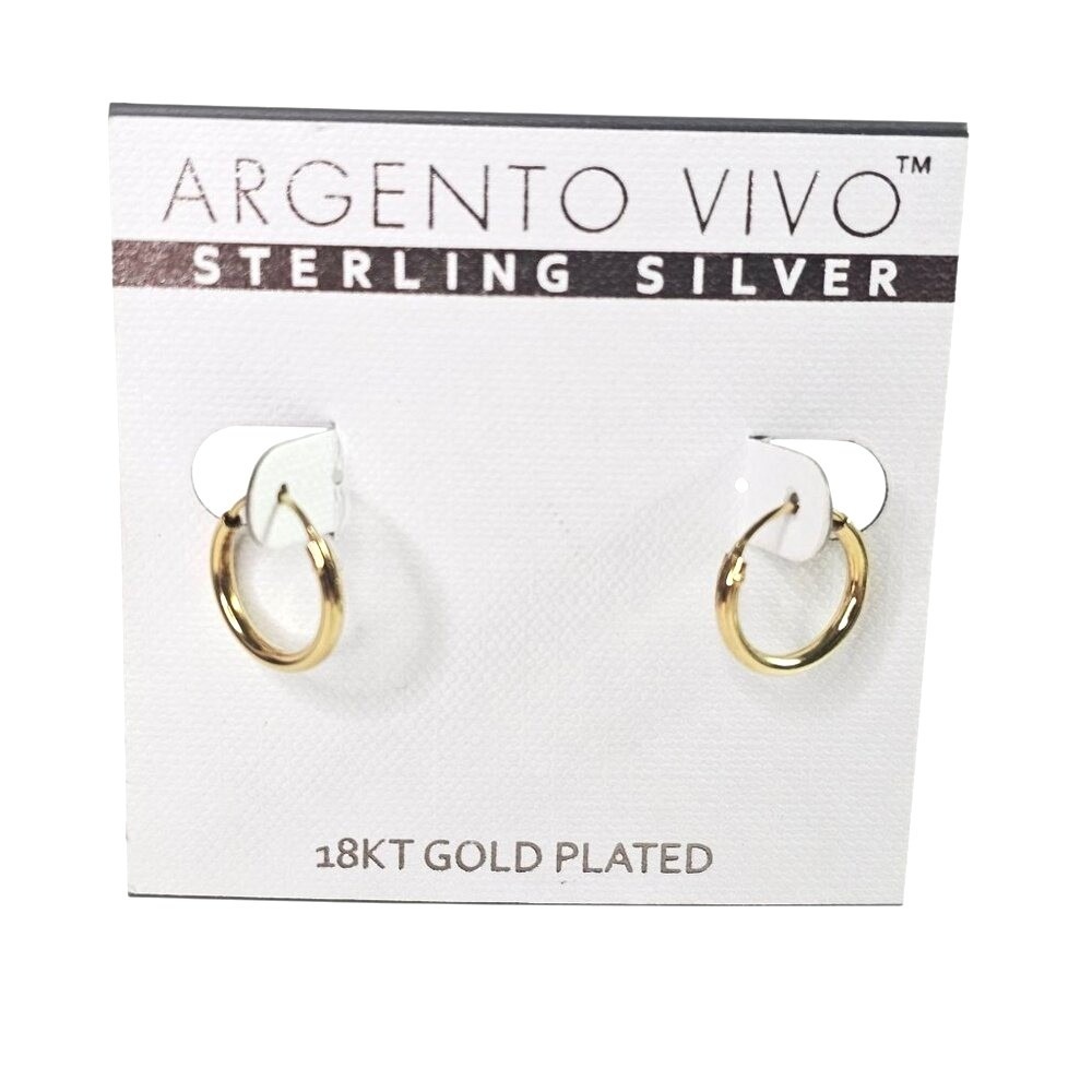 AV Milano 925 Sterling‎ Silver Hoop Earrings 18K Gold Plated Dainty Minimalist